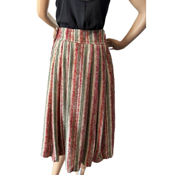 American Vintage high waisted pleated boucle striped midi skirt size small - Picture 10 of 16